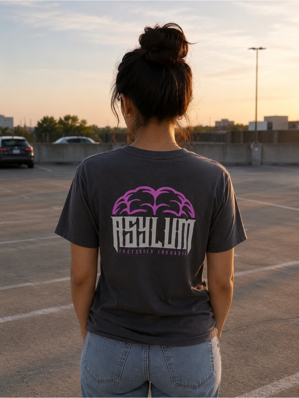 Asylum Cannibis Fruit of the Loom Black Crew Neck T‑Shirt